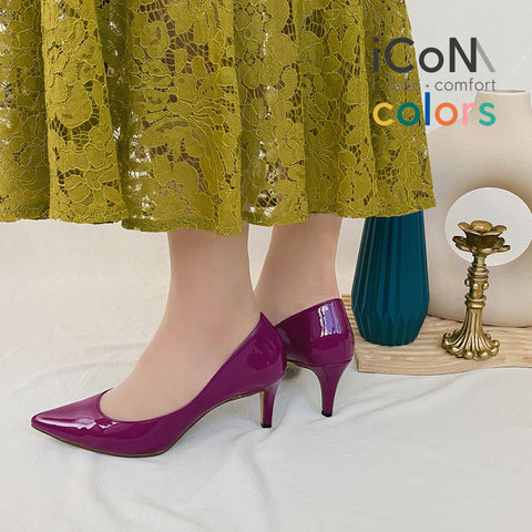 30%OFF:iCoN COLORS:ポインテッドトゥ エナメル パンプス(C76531)バイオレット/mamian(マミアン)