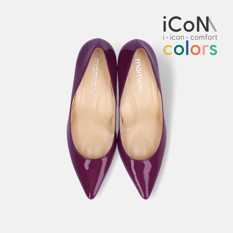 30%OFF:iCoN COLORS:ポインテッドトゥ エナメル パンプス(C76531)バイオレット/mamian(マミアン)