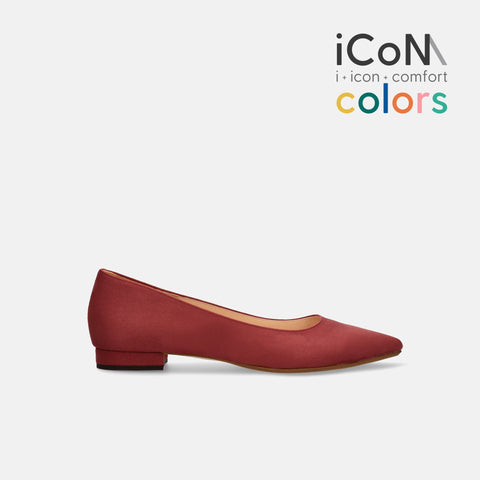 30%OFF:iCoN COLORS:ポインテッドトゥ スエード フラットシューズ(C20142)ボルドーS/mamian(マミアン)