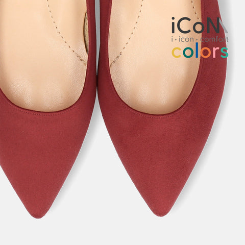 30%OFF:iCoN COLORS:ポインテッドトゥ スエード フラットシューズ(C20142)ボルドーS/mamian(マミアン)