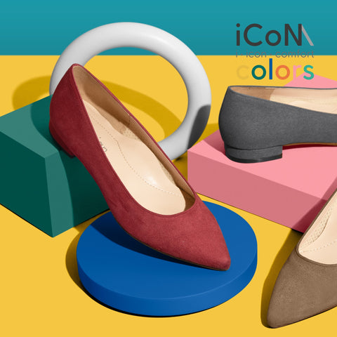 30%OFF:iCoN COLORS:ポインテッドトゥ スエード フラットシューズ(C20142)ボルドーS/mamian(マミアン)