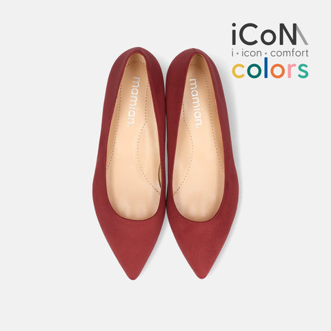 30%OFF:iCoN COLORS:ポインテッドトゥ スエード フラットシューズ(C20142)ボルドーS/mamian(マミアン)