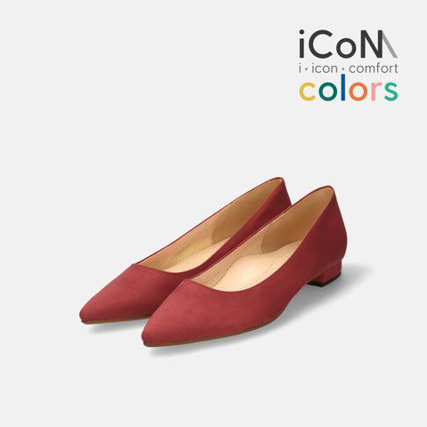 30%OFF:iCoN COLORS:ポインテッドトゥ スエード フラットシューズ(C20142)ボルドーS/mamian(マミアン)