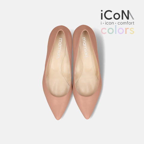 50%OFF:iCoN COLORS:ポインテッドトゥ スムース パンプス(C57173)シェイドピンク/mamian(マミアン)