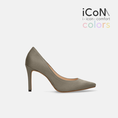 30%OFF:iCoN COLORS:ポインテッドトゥ スエード パンプス(C9042)グレージュS/mamian(マミアン)