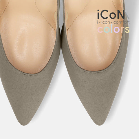 30%OFF:iCoN COLORS:ポインテッドトゥ スエード パンプス(C9042)グレージュS/mamian(マミアン)