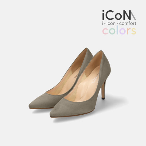 30%OFF:iCoN COLORS:ポインテッドトゥ スエード パンプス(C9042)グレージュS/mamian(マミアン)