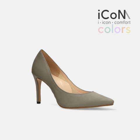 30%OFF:iCoN COLORS:ポインテッドトゥ スエード パンプス(C9042)グレージュS/mamian(マミアン)