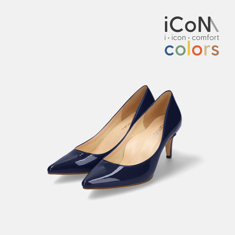2025SS:iCoN COLORS:ポインテッドトゥ エナメル パンプス(C76531)クラシックネイビー/mamian(マミアン)