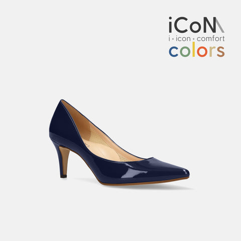 2025SS:iCoN COLORS:ポインテッドトゥ エナメル パンプス(C76531)クラシックネイビー/mamian(マミアン)