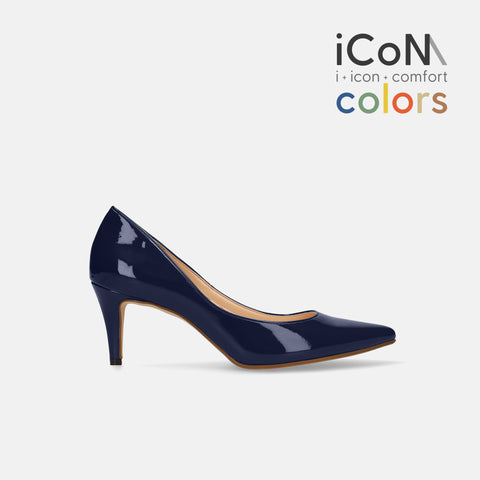 2025SS:iCoN COLORS:ポインテッドトゥ エナメル パンプス(C76531)クラシックネイビー/mamian(マミアン)