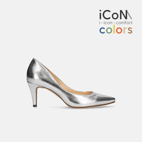 2025SS:iCoN COLORS:ポインテッドトゥ スムース パンプス(C76533)シルバー/mamian(マミアン)