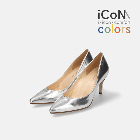 2025SS:iCoN COLORS:ポインテッドトゥ スムース パンプス(C76533)シルバー/mamian(マミアン)