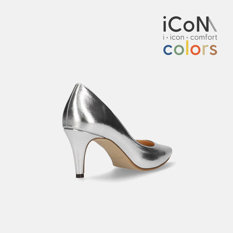 2025SS:iCoN COLORS:ポインテッドトゥ スムース パンプス(C76533)シルバー/mamian(マミアン)