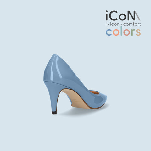 30%OFF:iCoN COLORS:ポインテッドトゥ エナメル パンプス(C76531)スカイブルー/mamian(マミアン)