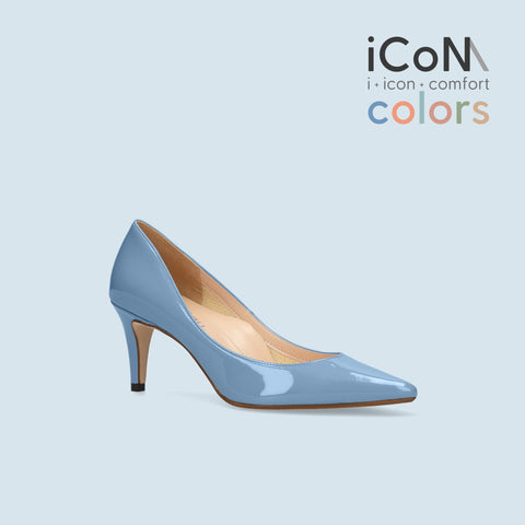 30%OFF:iCoN COLORS:ポインテッドトゥ エナメル パンプス(C76531)スカイブルー/mamian(マミアン)
