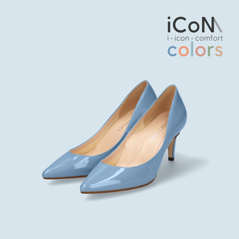 30%OFF:iCoN COLORS:ポインテッドトゥ エナメル パンプス(C76531)スカイブルー/mamian(マミアン)