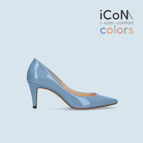 30%OFF:iCoN COLORS:ポインテッドトゥ エナメル パンプス(C76531)スカイブルー/mamian(マミアン)