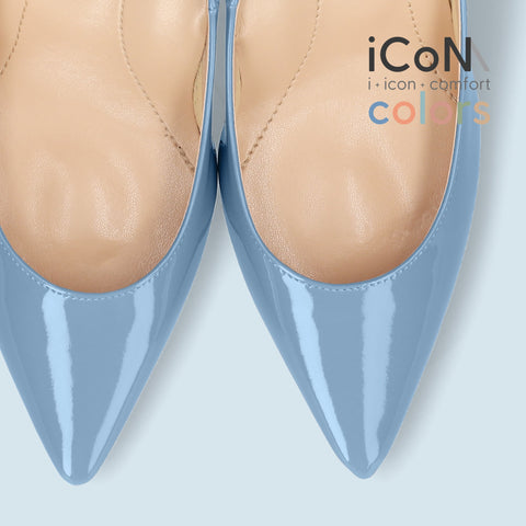 30%OFF:iCoN COLORS:ポインテッドトゥ エナメル パンプス(C76531)スカイブルー/mamian(マミアン)