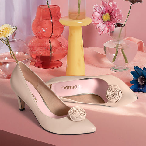 20%OFF:OC:ローズモチーフ 2Way パンプス(lt7002)ライトベージュ/mamian(マミアン)
