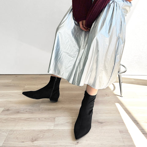 60%OFF:ポインテッドトゥ ストレッチフラットブーツ(4788)ブラックS/mamian(マミアン)