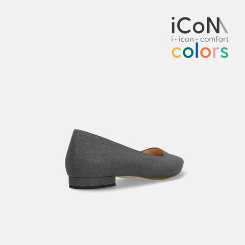 ラストワン30%OFF:iCoN COLORS:ポインテッドトゥ スエード フラットシューズ(C20142)チャコールS/mamian(マミアン)