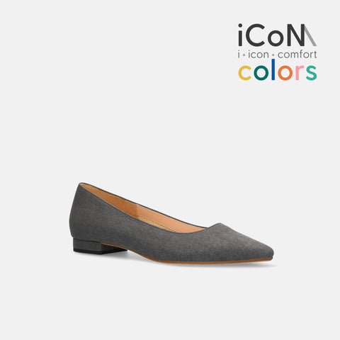 ラストワン30%OFF:iCoN COLORS:ポインテッドトゥ スエード フラットシューズ(C20142)チャコールS/mamian(マミアン)