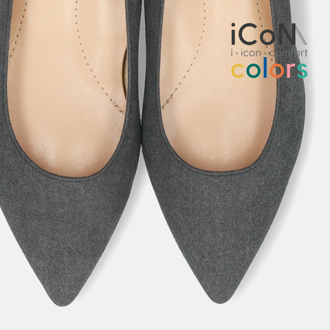 ラストワン30%OFF:iCoN COLORS:ポインテッドトゥ スエード フラットシューズ(C20142)チャコールS/mamian(マミアン)