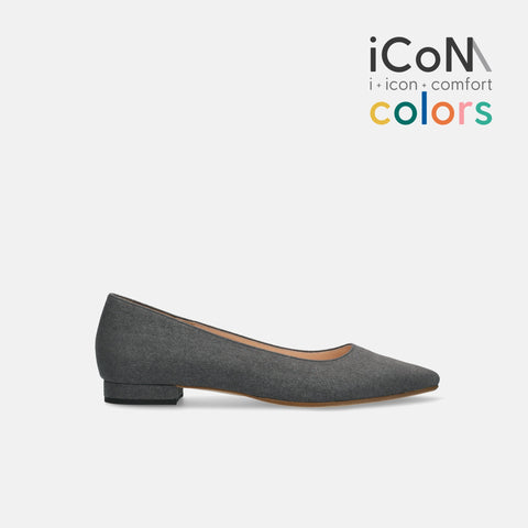 ラストワン30%OFF:iCoN COLORS:ポインテッドトゥ スエード フラットシューズ(C20142)チャコールS/mamian(マミアン)