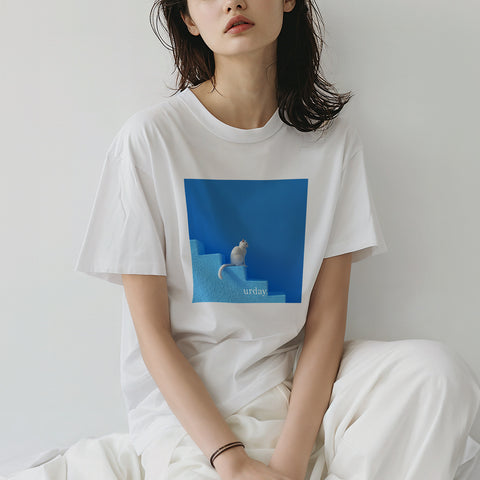 urday【Animal/White Cat/B】フォトTシャツ(7949763)ホワイト/urday(マミアン)