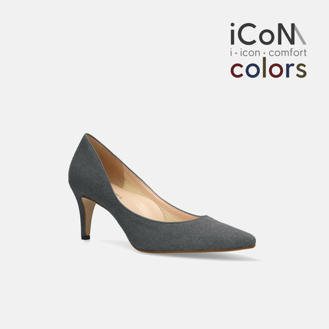 20%OFF:iCoN COLORS:ポインテッドトゥ スエード パンプス(C76532)チャコールS/mamian(マミアン)