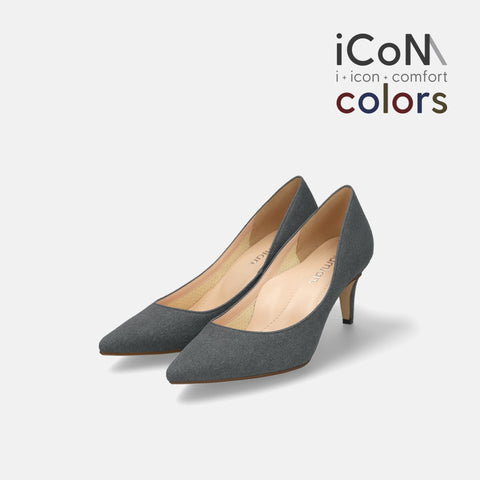 20%OFF:iCoN COLORS:ポインテッドトゥ スエード パンプス(C76532)チャコールS/mamian(マミアン)