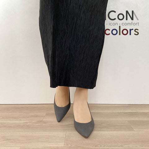 20%OFF:iCoN COLORS:ポインテッドトゥ スエード パンプス(C76532)チャコールS/mamian(マミアン)
