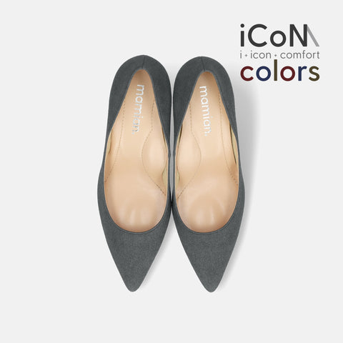 20%OFF:iCoN COLORS:ポインテッドトゥ スエード パンプス(C76532)チャコールS/mamian(マミアン)
