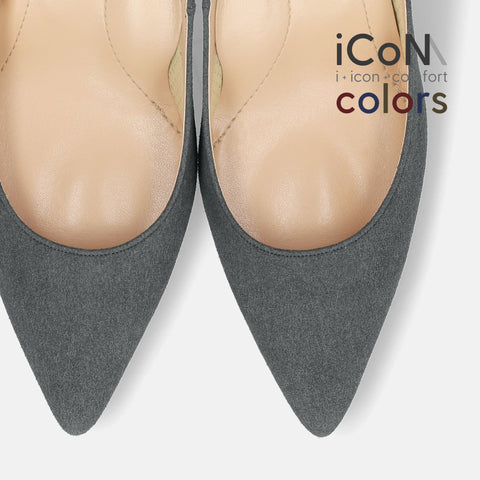 20%OFF:iCoN COLORS:ポインテッドトゥ スエード パンプス(C76532)チャコールS/mamian(マミアン)