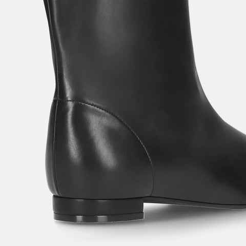 2025AW:ワイドシャフト フラット ロングブーツ(m17059)ブラック/mamian(マミアン)