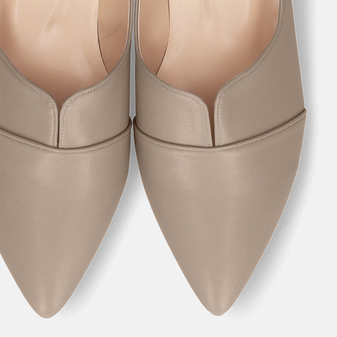 2025SSBI:ポインテッドトゥ フラット 切替ドレスシューズ(154)グレージュ/mamian(マミアン)