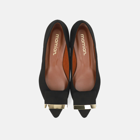 2025AW:アクセントバックル フラットシューズ(m17006)ブラックS/mamian(マミアン)