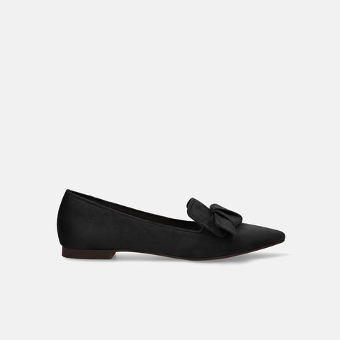 ラストワン15%OFF:リボン&オペラデザイン フラットシューズ(m17024)ブラックS/mamian(マミアン)