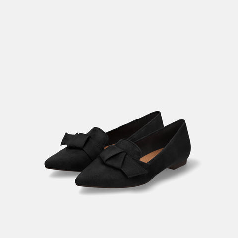 ラストワン15%OFF:リボン&オペラデザイン フラットシューズ(m17024)ブラックS/mamian(マミアン)