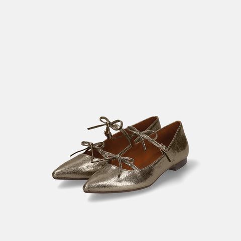 50%OFF:ダブルリボン ポインテッド フラット(m17040)クラックスチール/mamian(マミアン)