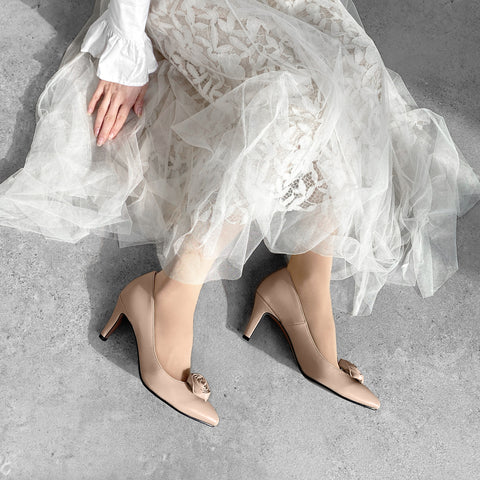 20%OFF:OC:ローズモチーフ 2Way パンプス(lt7002)ライトベージュ/mamian(マミアン)