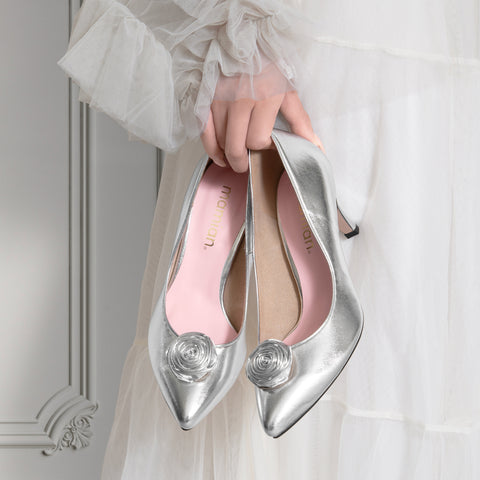 20%OFF:OC:ローズモチーフ 2Way パンプス(lt7002)シルバー/mamian(マミアン)