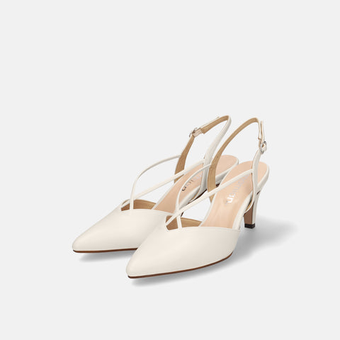 ラストワン30%OFF:クロス&バックストラップ パンプス(7240)アイボリー/mamian(マミアン)