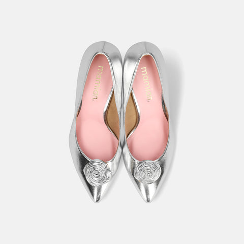 20%OFF:OC:ローズモチーフ 2Way パンプス(lt7002)シルバー/mamian(マミアン)