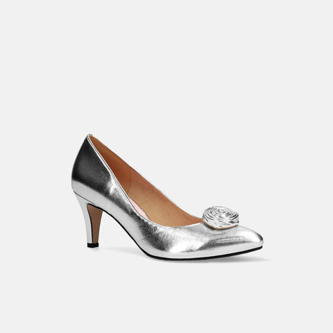 20%OFF:OC:ローズモチーフ 2Way パンプス(lt7002)シルバー/mamian(マミアン)