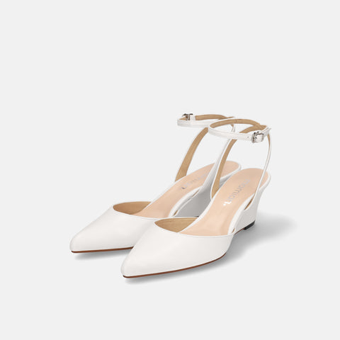 15%OFF:ウェッジソール パンプス(m55213)ホワイト/mamian(マミアン)