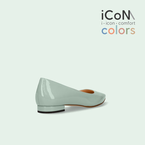 50%OFF:iCoN COLORS:ポインテッドトゥ エナメル フラットシューズ(C20141)SグリーンE/mamian(マミアン)