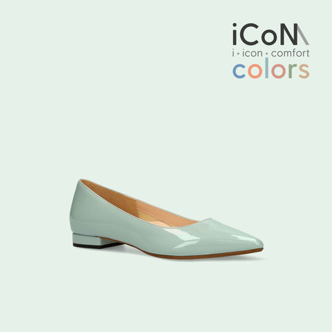 50%OFF:iCoN COLORS:ポインテッドトゥ エナメル フラットシューズ(C20141)SグリーンE/mamian(マミアン)