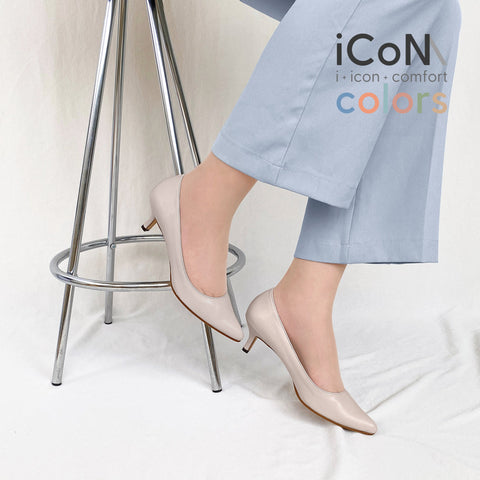 30%OFF:iCoN COLORS:ポインテッドトゥ スムース パンプス(C57173)グレイッシュベージュ/mamian(マミアン)